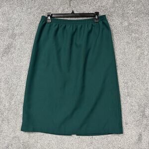 VTG 90s Blair Boutique Skirt Size 14 Green Elastic Waist Midi Pencil USA Made
